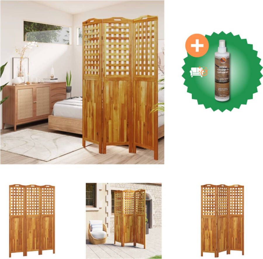 VidaXL Kamerscherm Massief Acaciahout 121.5 x 2 x 180 cm Inklapbaar Kamerscherm Inclusief Houtreiniger en verfrisser