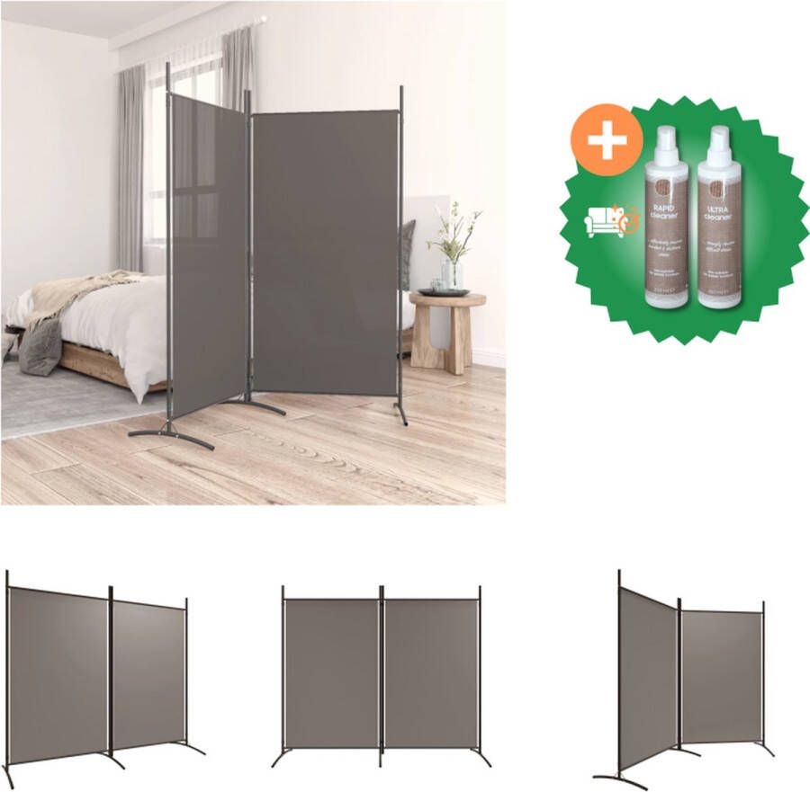 VidaXL Kamerscherm met 2 panelen 175x180 cm stof antracietkleurig Kamerscherm Inclusief Onderhoudsset