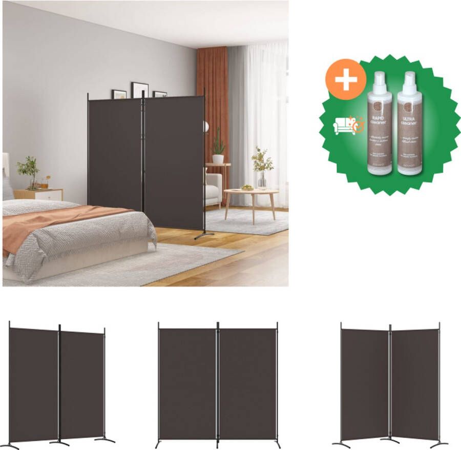 VidaXL Kamerscherm met 2 panelen 175x180 cm stof bruin Kamerscherm Inclusief Onderhoudsset