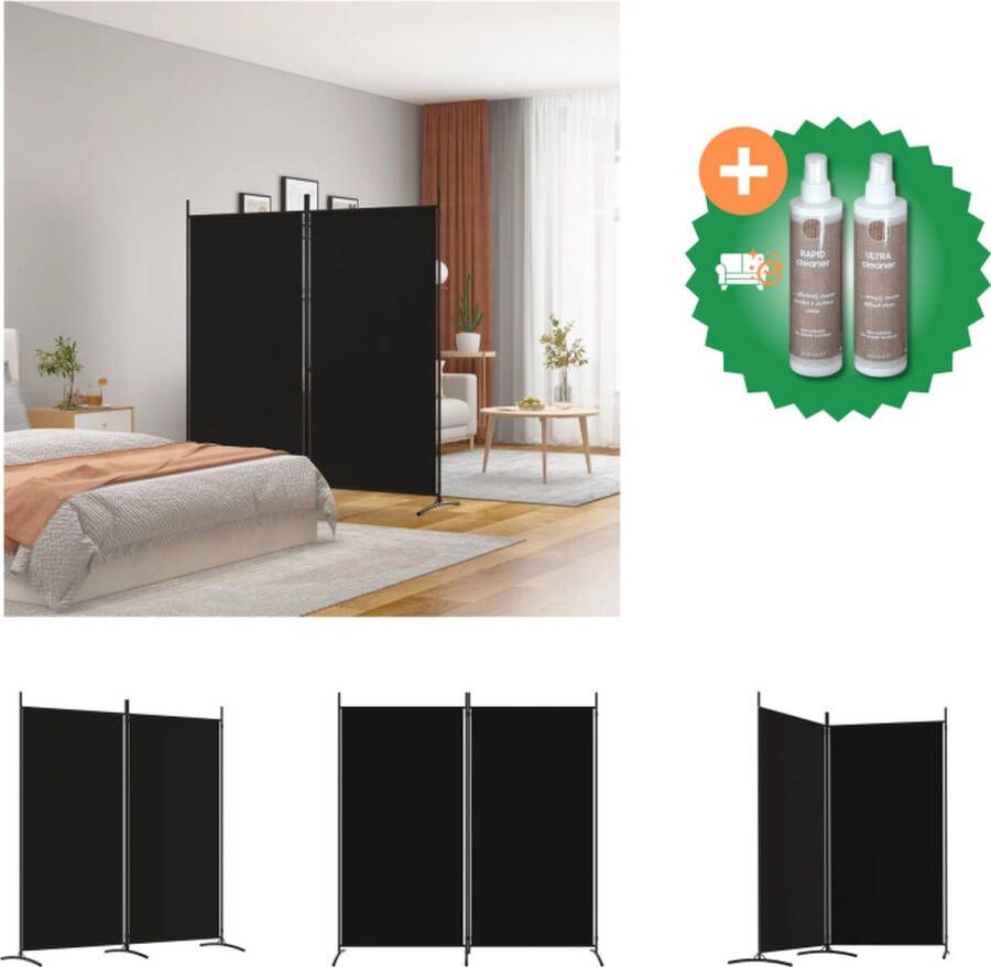 VidaXL Kamerscherm met 2 panelen 175x180 cm stof zwart Kamerscherm Inclusief Onderhoudsset
