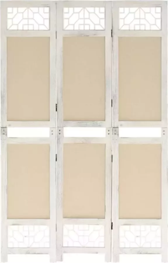 VidaXL -Kamerscherm-met-3-panelen-105x165-cm-stof-crèmekleurig