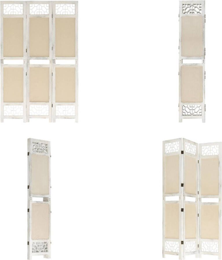 VidaXL Kamerscherm met 3 panelen 105x165 cm stof crèmekleurig Kamerscherm Kamerschermen Privacyscherm Klapscherm