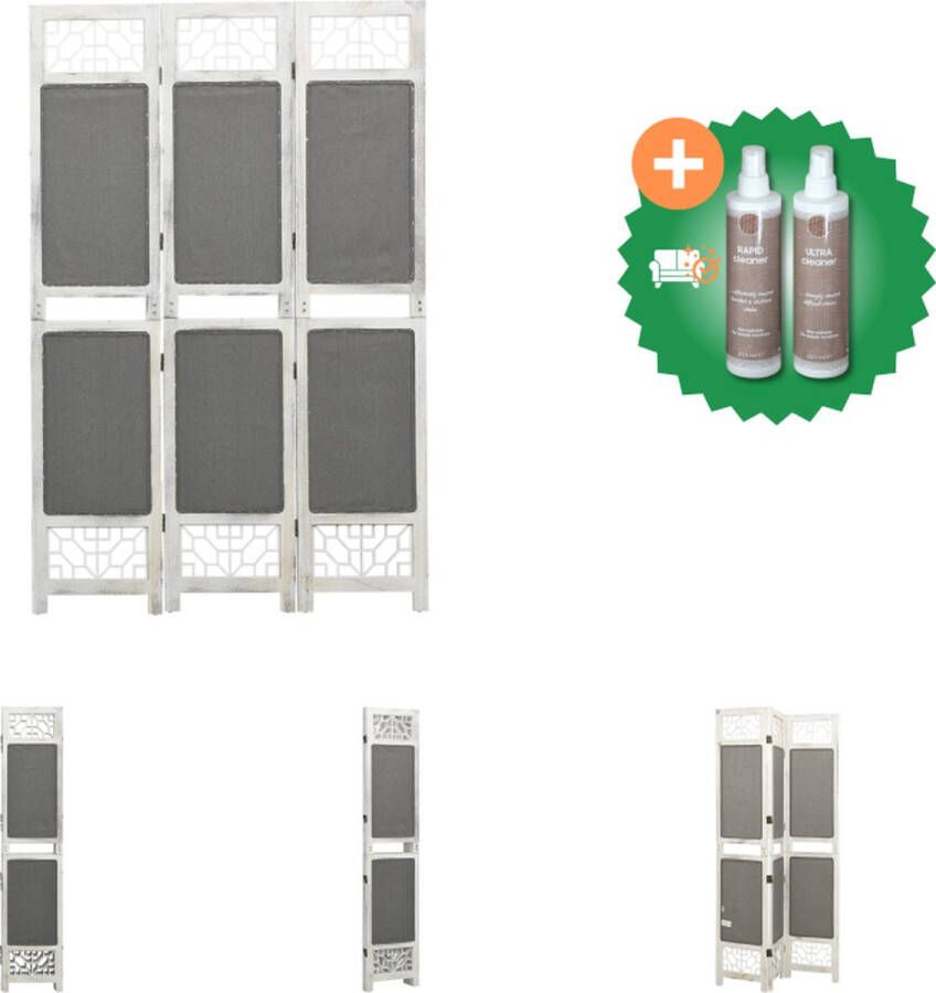 VidaXL Kamerscherm met 3 panelen 105x165 cm stof grijs Kamerscherm Inclusief Onderhoudsset