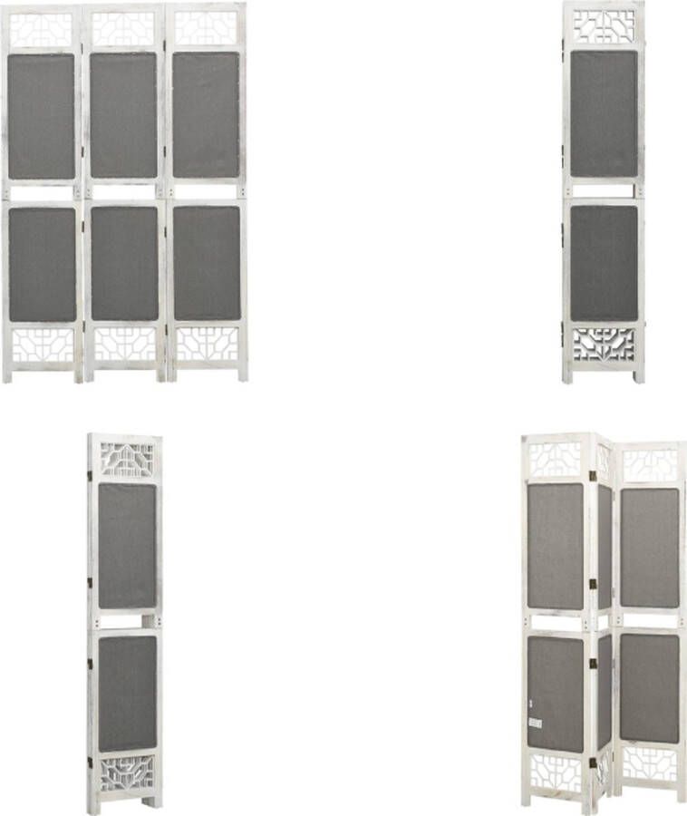 VidaXL Kamerscherm met 3 panelen 105x165 cm stof grijs Kamerscherm Kamerschermen Privacyscherm Klapscherm