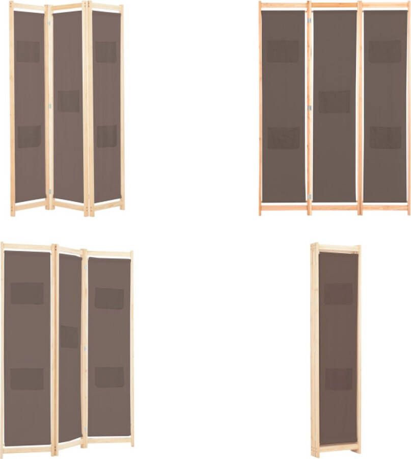 VidaXL Kamerscherm met 3 panelen 120x170x4 cm stof bruin Scheidingswand Scheidingswanden Ruimteverdeler Ruimteverdelers