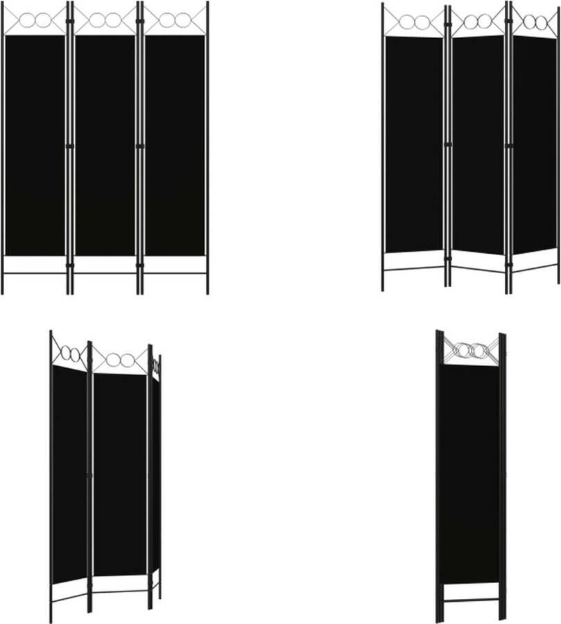 VidaXL Kamerscherm met 3 panelen 120x180 cm zwart Scheidingswand Scheidingswanden Ruimteverdeler Ruimteverdelers