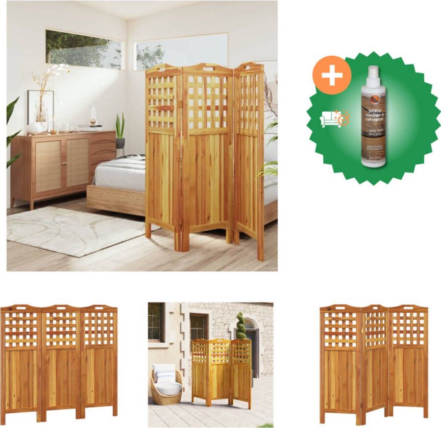VidaXL Kamerscherm met 3 panelen 121-5x2x115 cm massief acaciahout Kamerscherm Inclusief Houtreiniger en verfrisser