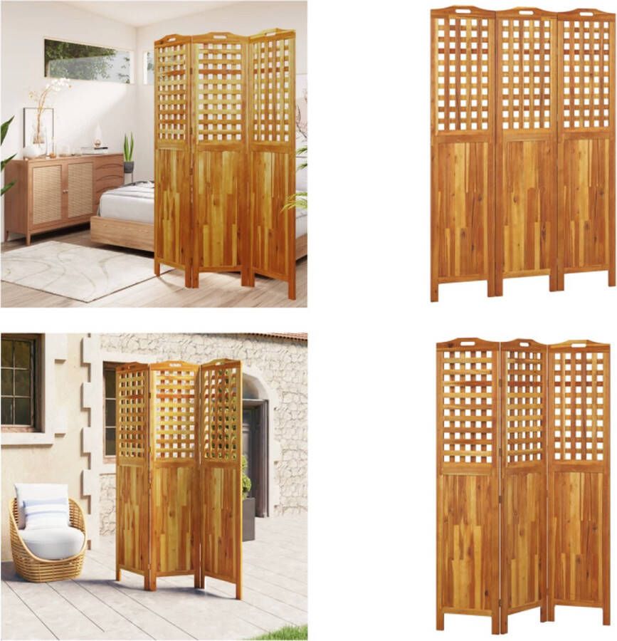 VidaXL Kamerscherm met 3 panelen 121-5x2x180 cm massief acaciahout Kamerscherm Kamerschermen Scheidingswand Ruimteverdeler