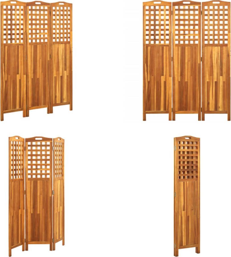 VidaXL Kamerscherm met 3 panelen 121x2x170 cm massief acaciahout Scheidingswand Scheidingswanden Ruimteverdeler Ruimteverdelers