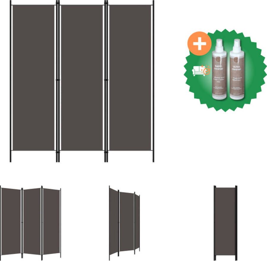 VidaXL Kamerscherm met 3 panelen 150x180 cm antraciet Kamerscherm Inclusief Onderhoudsset