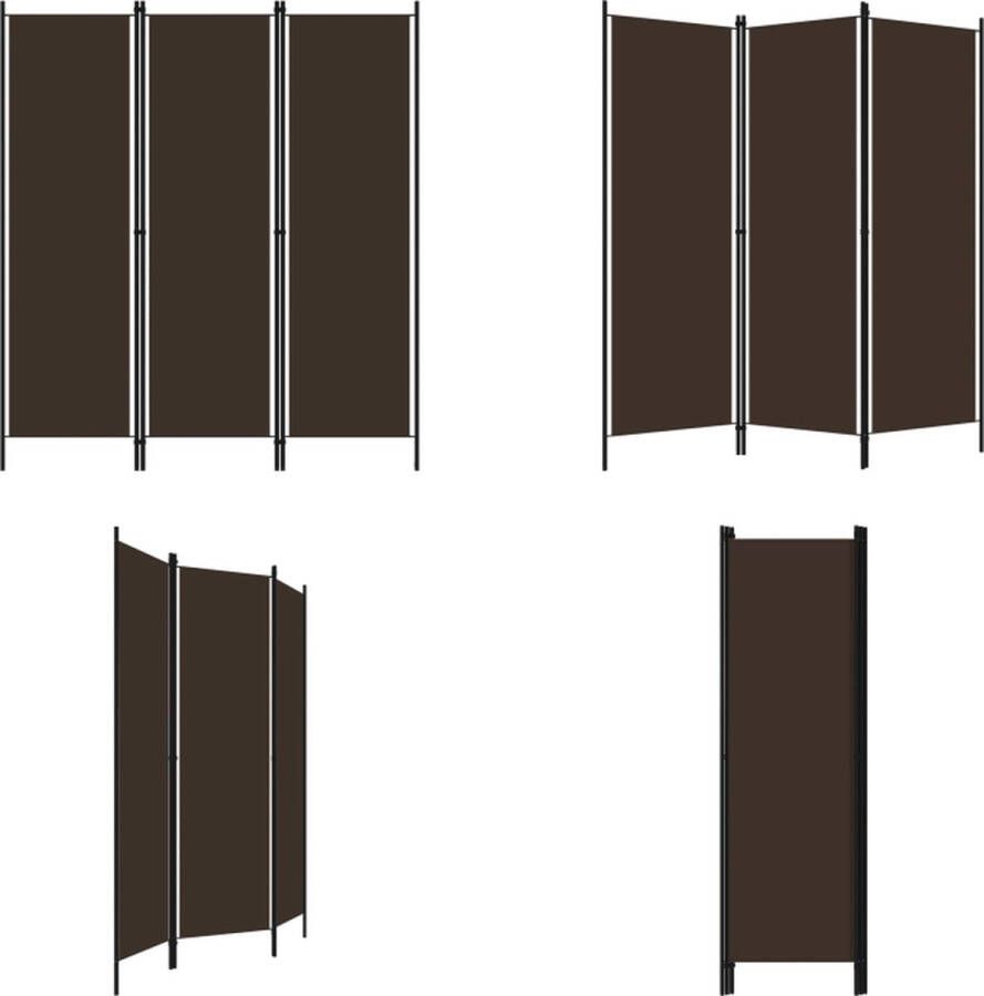 VidaXL Kamerscherm met 3 panelen 150x180 cm bruin Scheidingswand Scheidingswanden Ruimteverdeler Ruimteverdelers