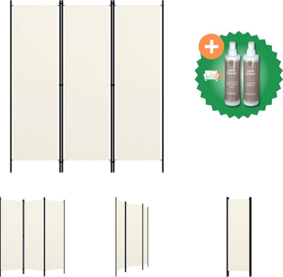 VidaXL Kamerscherm met 3 panelen 150x180 cm crèmewit Kamerscherm Inclusief Onderhoudsset