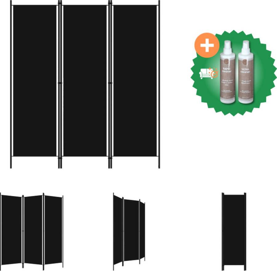 VidaXL Kamerscherm met 3 panelen 150x180 cm zwart Kamerscherm Inclusief Onderhoudsset