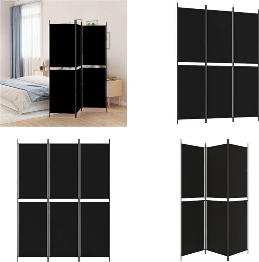 VidaXL Kamerscherm met 3 panelen 150x200 cm stof zwart Kamerscherm Kamerschermen Scheidingswand Ruimteverdeler