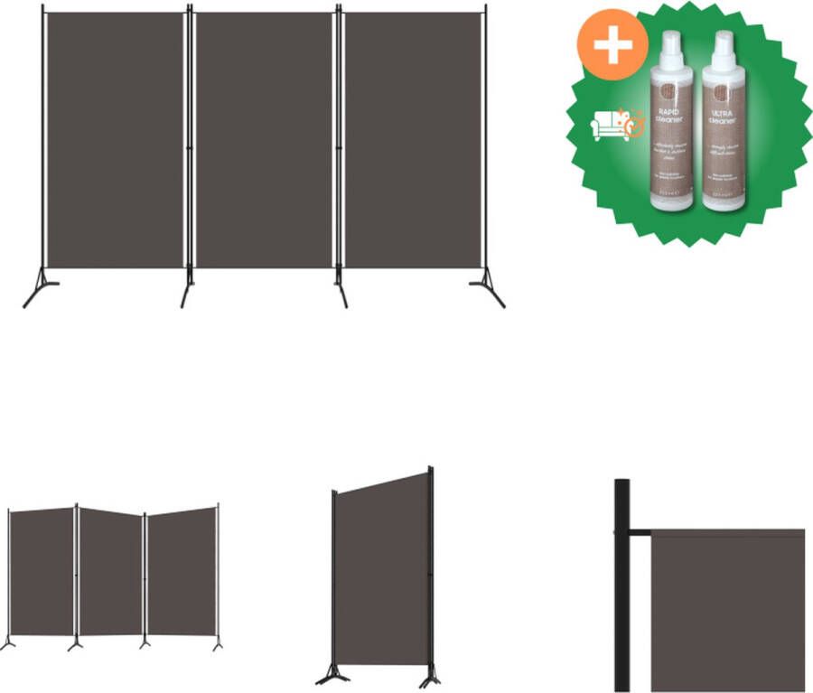 vidaXL Kamerscherm met 3 panelen 260x180 cm antraciet Kamerscherm Inclusief Onderhoudsset