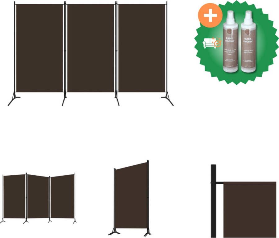 VidaXL Kamerscherm met 3 panelen 260x180 cm bruin Kamerscherm Inclusief Onderhoudsset