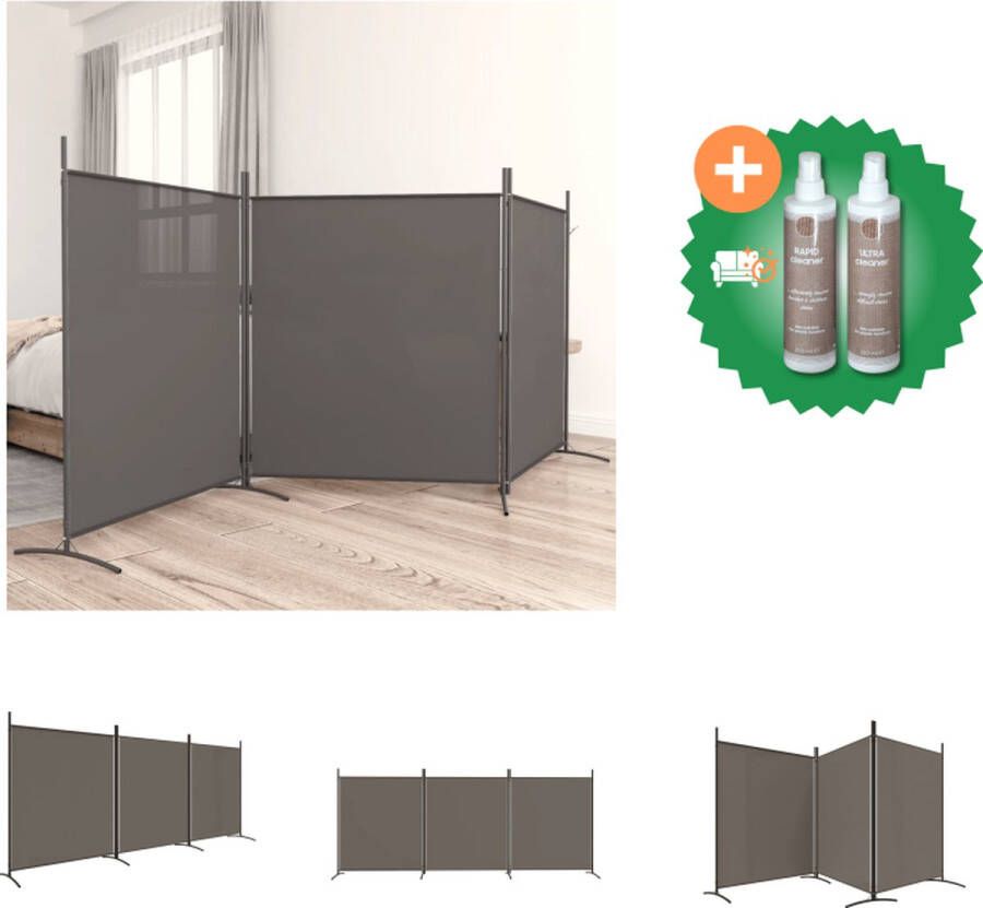 VidaXL Kamerscherm met 3 panelen 525x180 cm stof antracietkleurig Kamerscherm Inclusief Onderhoudsset