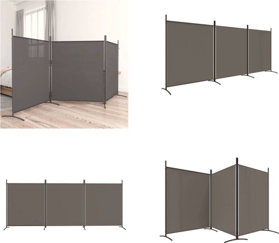 VidaXL Kamerscherm met 3 panelen 525x180 cm stof antracietkleurig Kamerscherm Kamerschermen Scheidingswand Ruimteverdeler