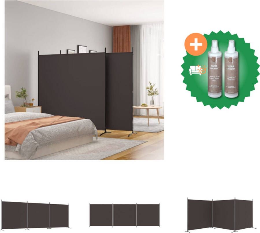 VidaXL Kamerscherm met 3 panelen 525x180 cm stof bruin Kamerscherm Inclusief Onderhoudsset