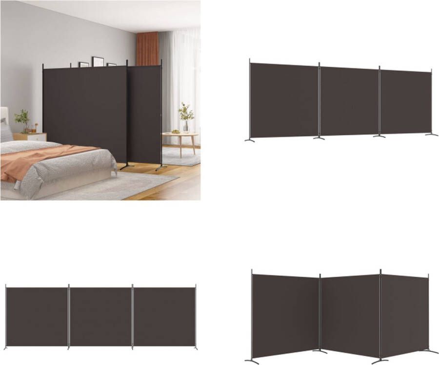 VidaXL Kamerscherm met 3 panelen 525x180 cm stof bruin Kamerscherm Kamerschermen Scheidingswand Ruimteverdeler
