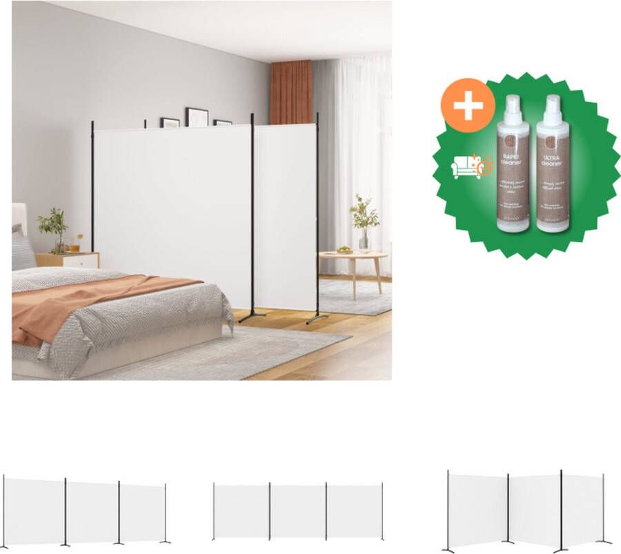 VidaXL Kamerscherm met 3 panelen 525x180 cm stof wit Kamerscherm Inclusief Onderhoudsset