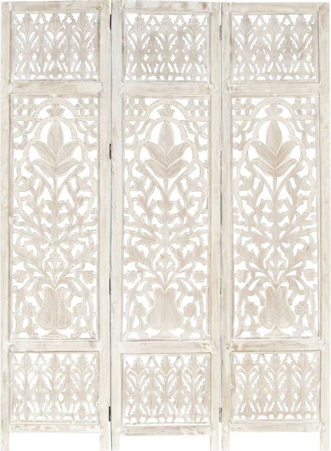VidaXL -Kamerscherm-met-3-panelen-handgesneden-120x165-cm-mangohout-wit - Foto 3