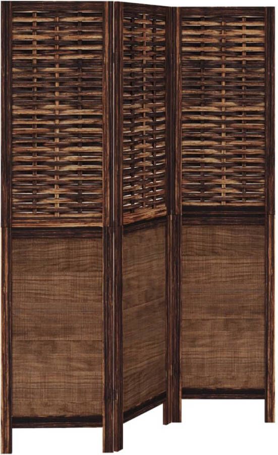 VidaXL -Kamerscherm-met-3-panelen-massief-paulowniahout-donkerbruin - Foto 3