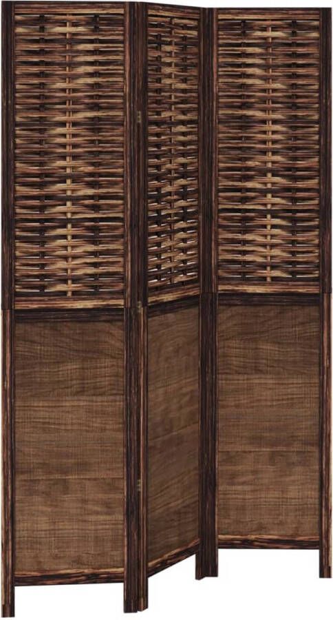 VidaXL -Kamerscherm-met-3-panelen-massief-paulowniahout-donkerbruin - Foto 4