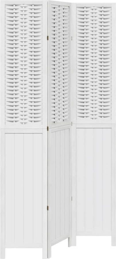 VidaXL -Kamerscherm-met-3-panelen-massief-paulowniahout-wit - Foto 3