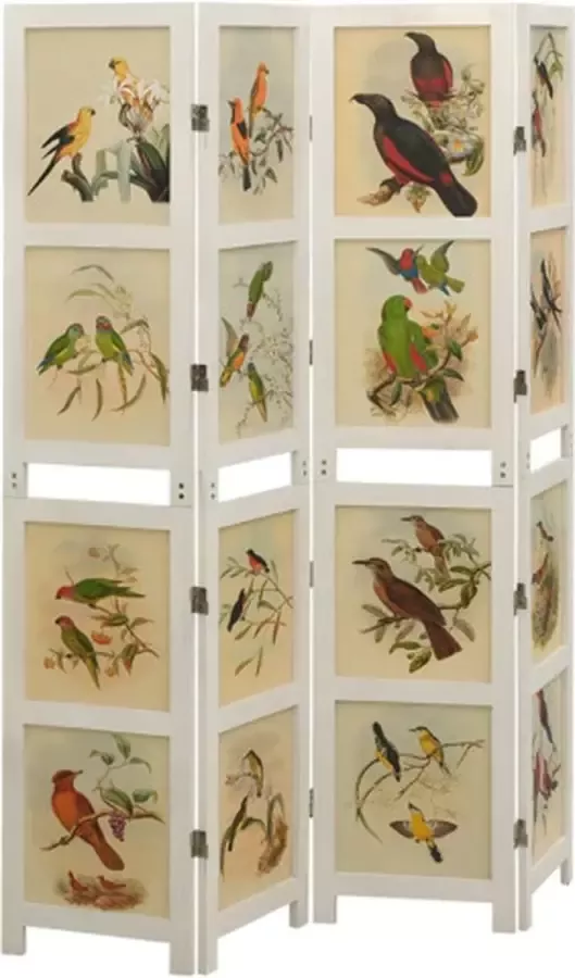 VidaXL -Kamerscherm-met-4-panelen-140x165-cm-massief-paulowniahout-wit - Foto 2