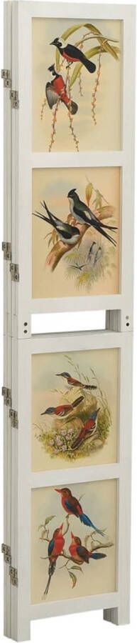 VidaXL -Kamerscherm-met-4-panelen-140x165-cm-massief-paulowniahout-wit - Foto 1