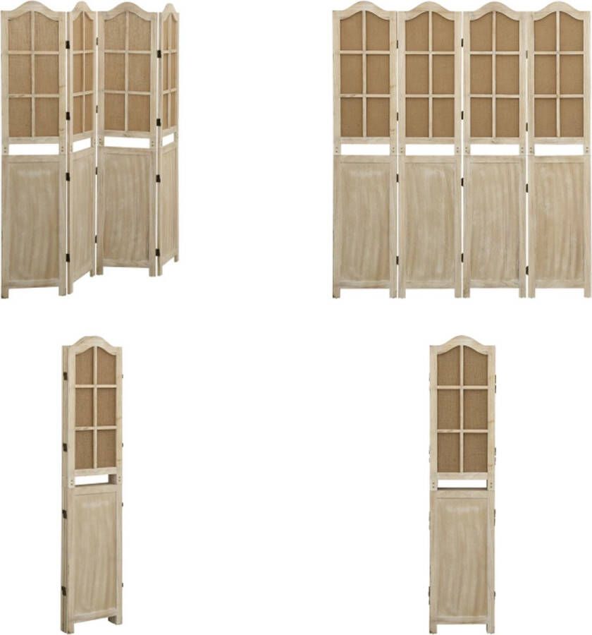 VidaXL Kamerscherm met 4 panelen 140x165 cm stof bruin Kamerscherm Kamerschermen Scheidingswand Ruimteverdeler