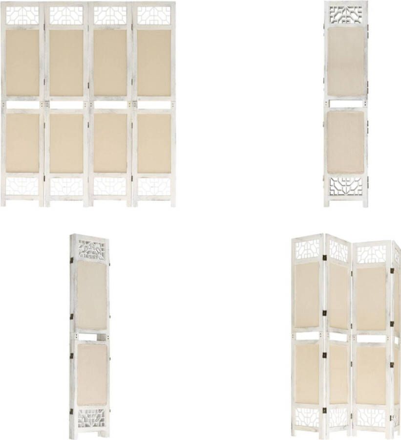 VidaXL Kamerscherm met 4 panelen 140x165 cm stof crèmekleurig Kamerscherm Kamerschermen Privacyscherm Klapscherm - Foto 2