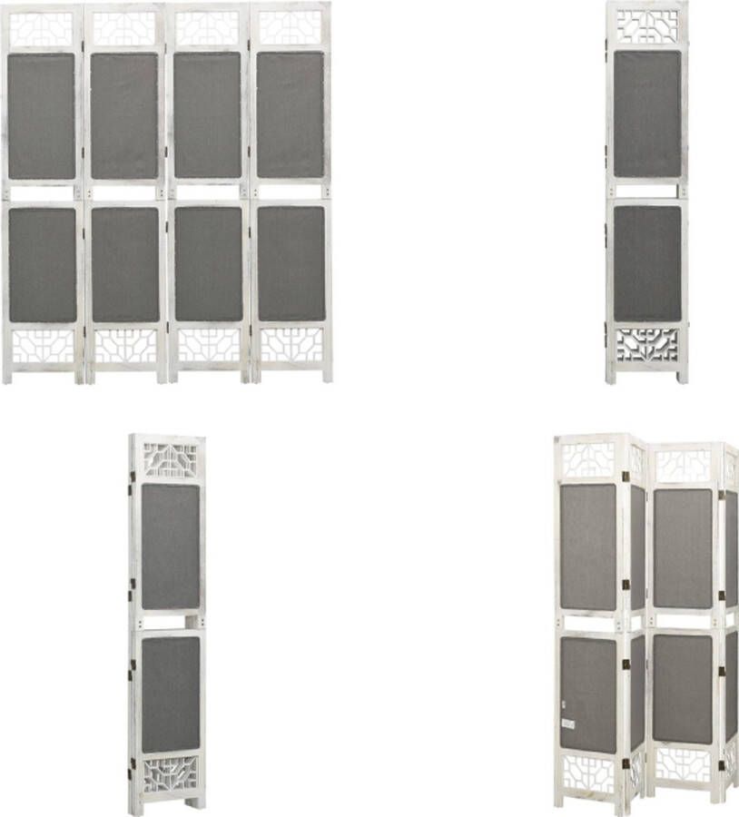 VidaXL Kamerscherm met 4 panelen 140x165 cm stof grijs Kamerscherm Kamerschermen Privacyscherm Klapscherm