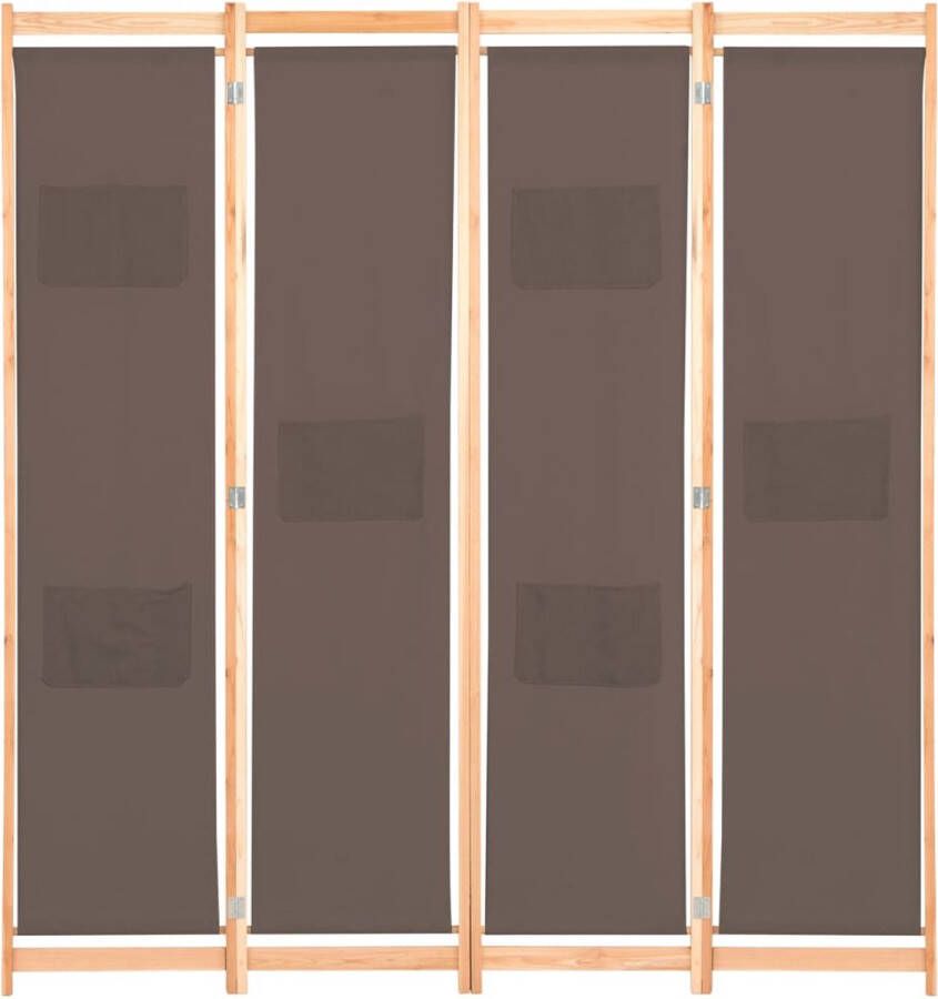 VidaXL -Kamerscherm-met-4-panelen-160x170x4-cm-stof-bruin