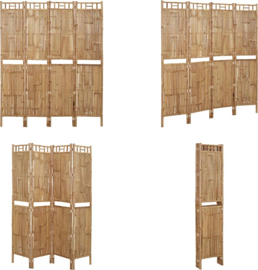 VidaXL Kamerscherm met 4 panelen 160x180 cm bamboe Kamerscherm Kamerschermen Scheidingswand Ruimteverdeler