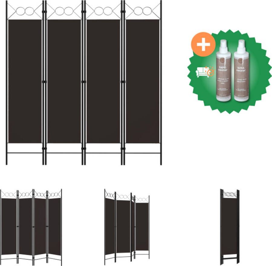 vidaXL Kamerscherm met 4 panelen 160x180 cm bruin Kamerscherm Inclusief Onderhoudsset