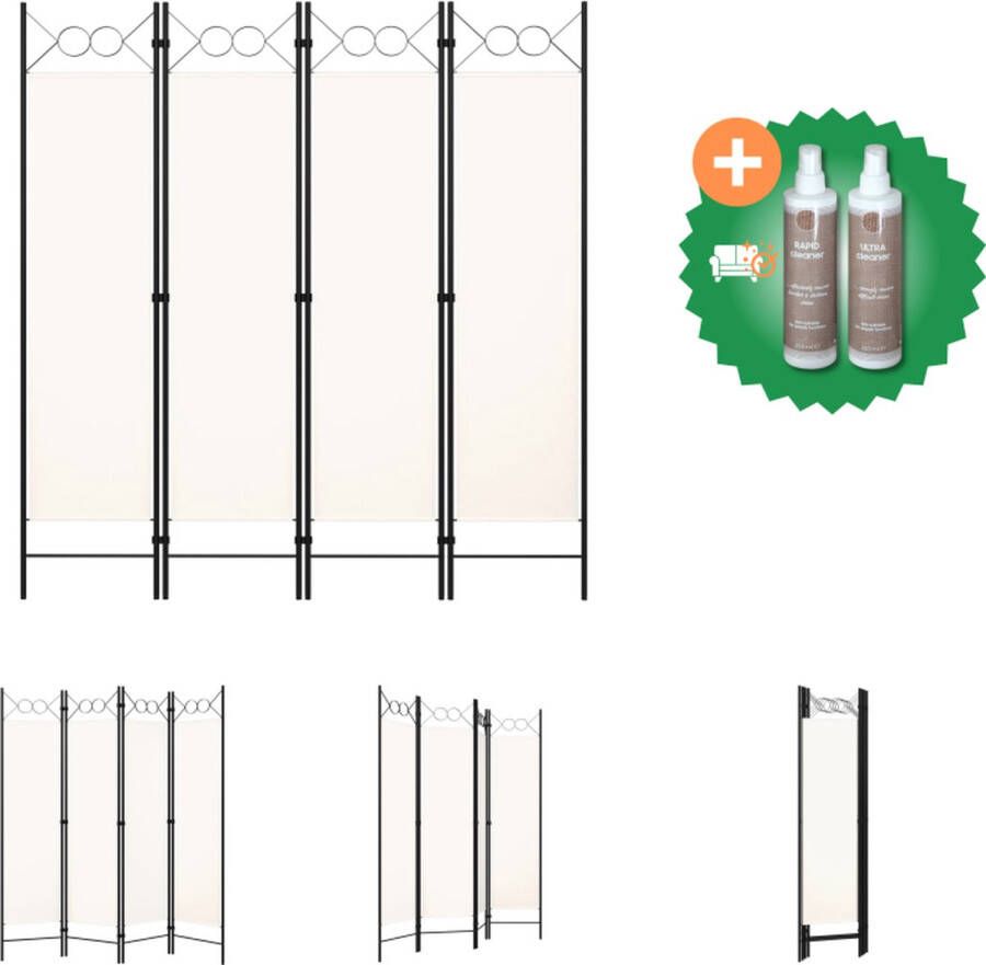 VidaXL Kamerscherm met 4 panelen 160x180 cm crèmewit Kamerscherm Inclusief Onderhoudsset