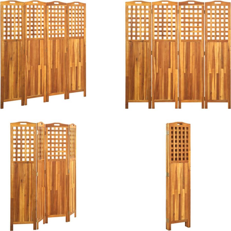 VidaXL Kamerscherm met 4 panelen 161x2x170 cm massief acaciahout Scheidingswand Scheidingswanden Ruimteverdeler Ruimteverdelers