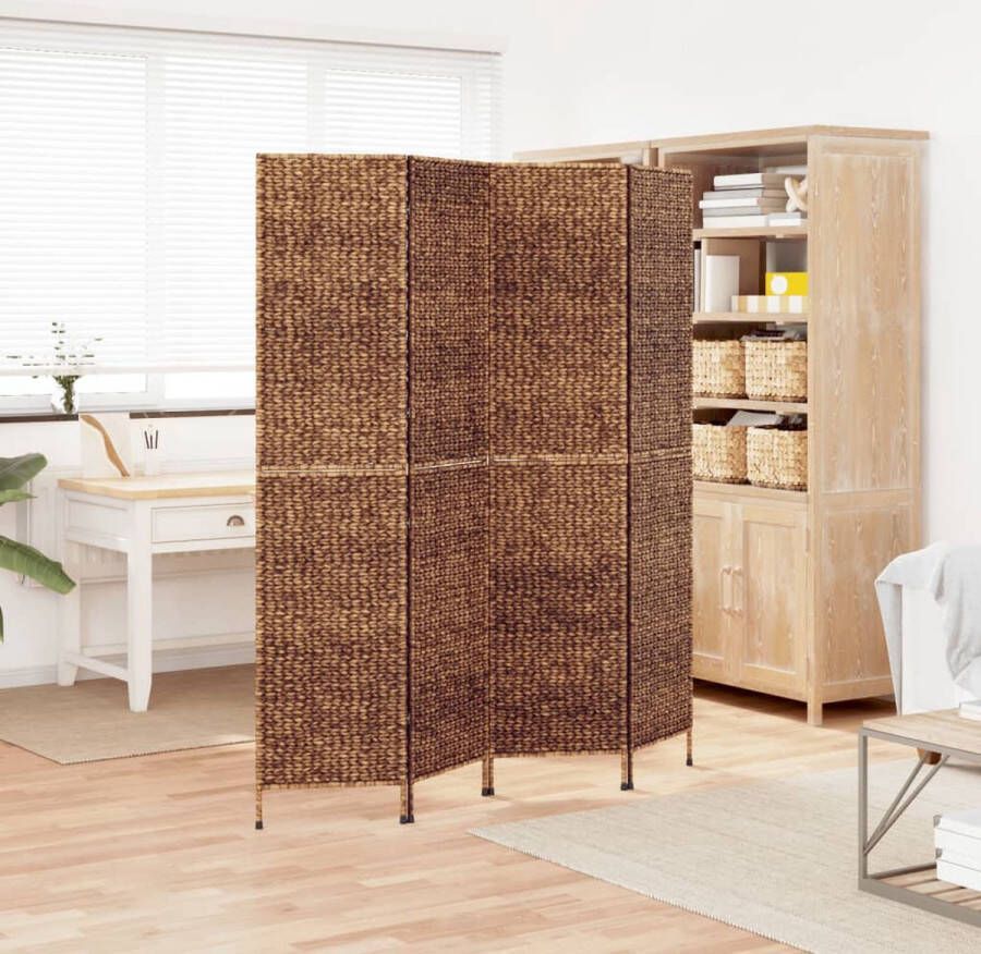 VidaXL -Kamerscherm-met-4-panelen-163x180-cm-waterhyacint-bruin - Foto 2