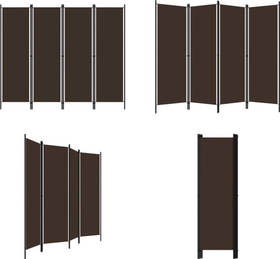 VidaXL Kamerscherm met 4 panelen 200x180 cm bruin Scheidingswand Scheidingswanden Ruimteverdeler Ruimteverdelers