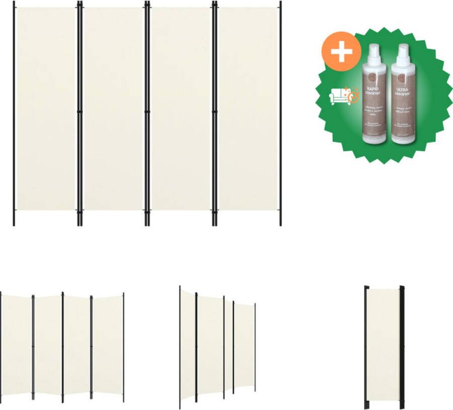 VidaXL Kamerscherm met 4 panelen 200x180 cm crèmewit Kamerscherm Inclusief Onderhoudsset