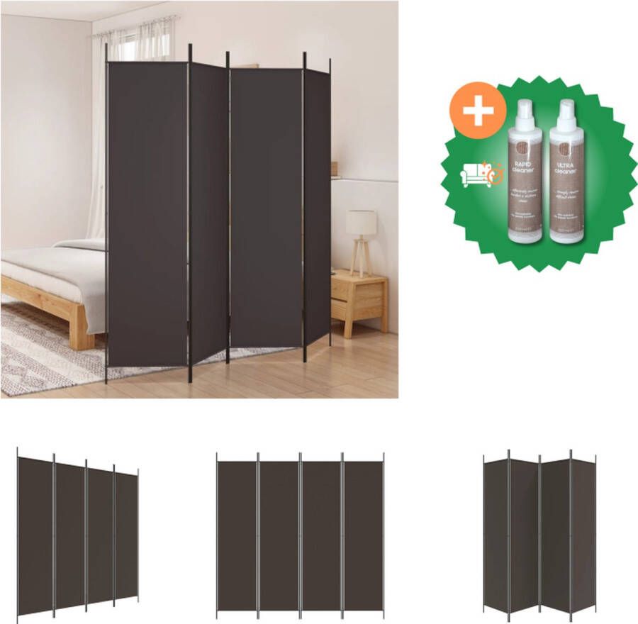 VidaXL Kamerscherm met 4 panelen 200x200 cm stof bruin Kamerscherm Inclusief Onderhoudsset