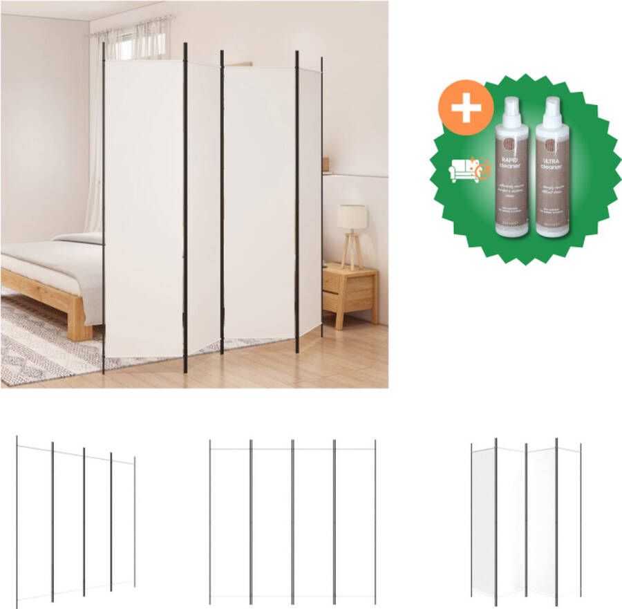 VidaXL Kamerscherm met 4 panelen 200x200 cm stof wit Kamerscherm Inclusief Onderhoudsset