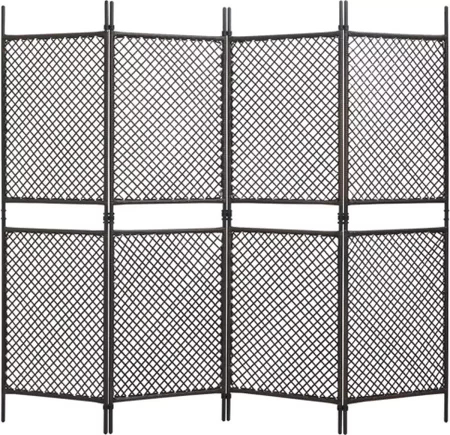 VidaXL Kamerscherm met 4 panelen 240x200 cm poly rattan bruin