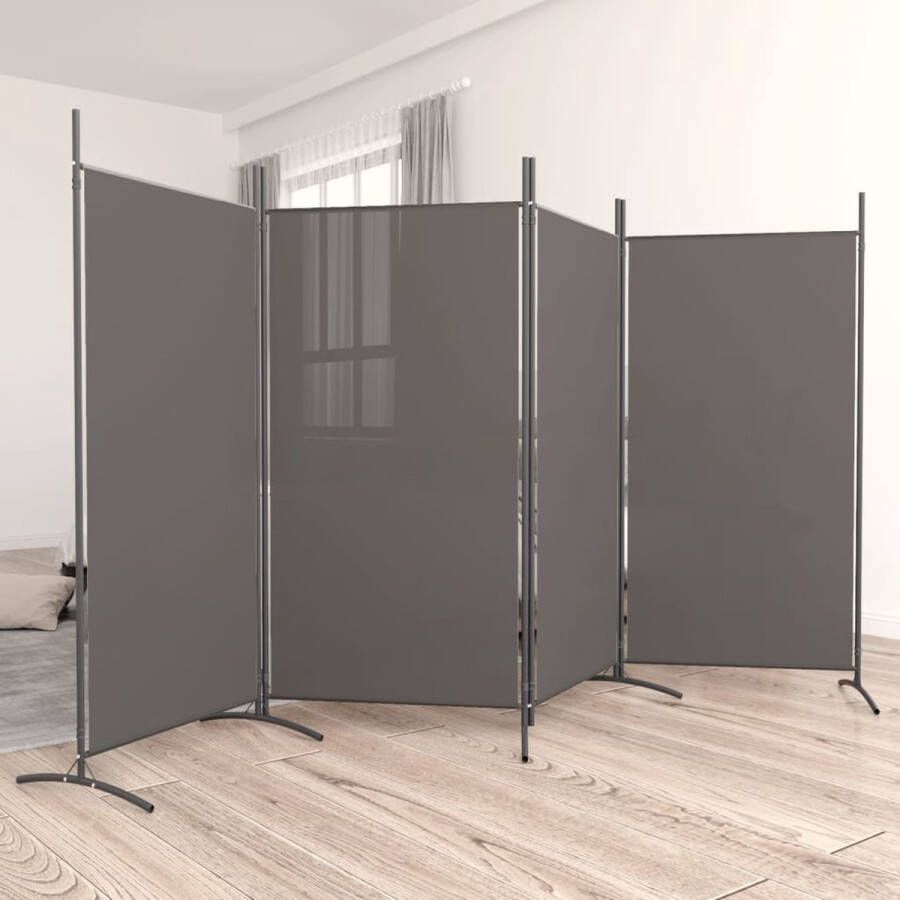 VidaXL -Kamerscherm-met-4-panelen-346x180-cm-stof-antracietkleurig - Foto 2