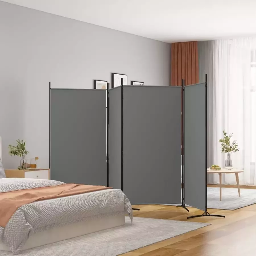 VidaXL -Kamerscherm-met-4-panelen-346x180-cm-stof-antracietkleurig