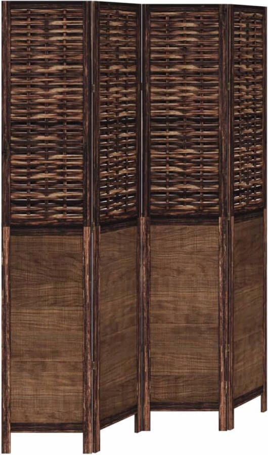 VidaXL -Kamerscherm-met-4-panelen-massief-paulowniahout-donkerbruin - Foto 4