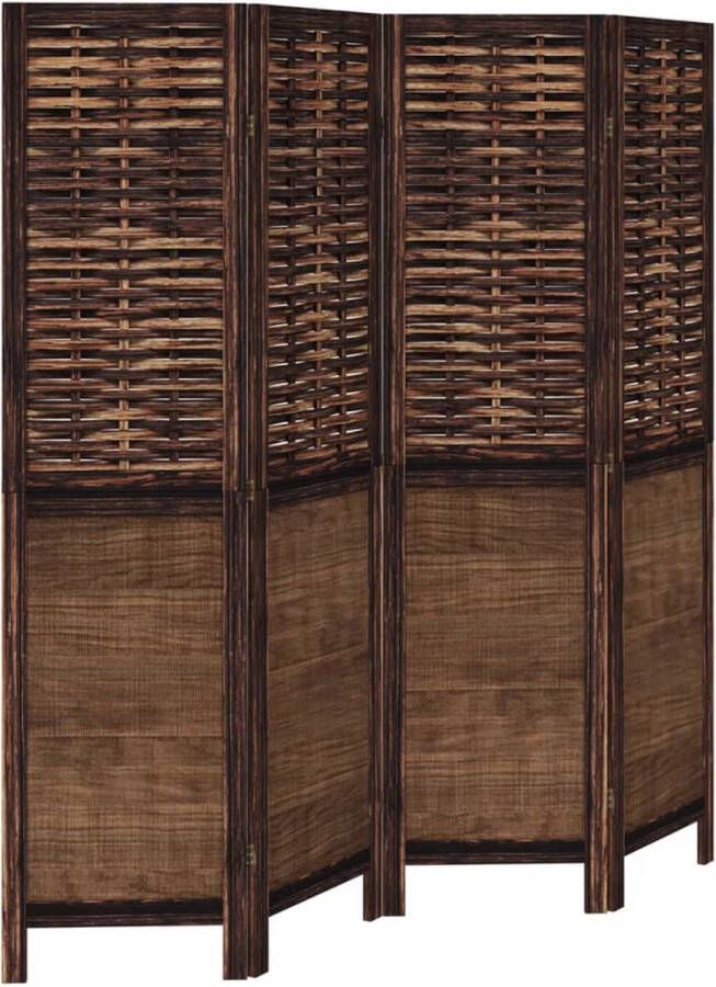 VidaXL -Kamerscherm-met-4-panelen-massief-paulowniahout-donkerbruin - Foto 4