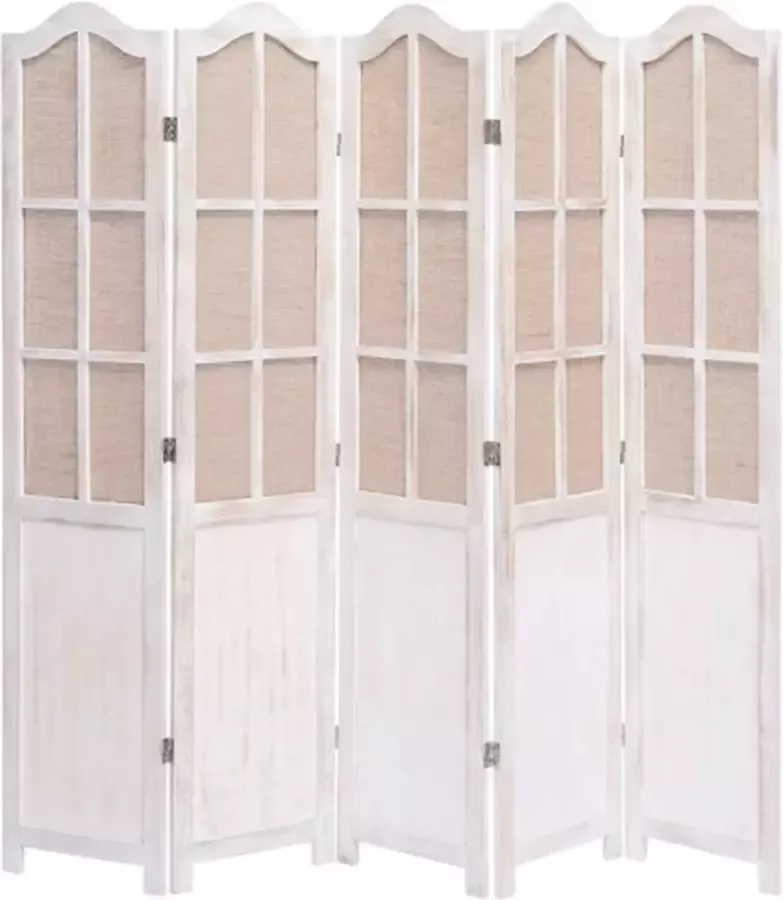VidaXL Kamerscherm met 5 panelen 175x165 cm stof wit